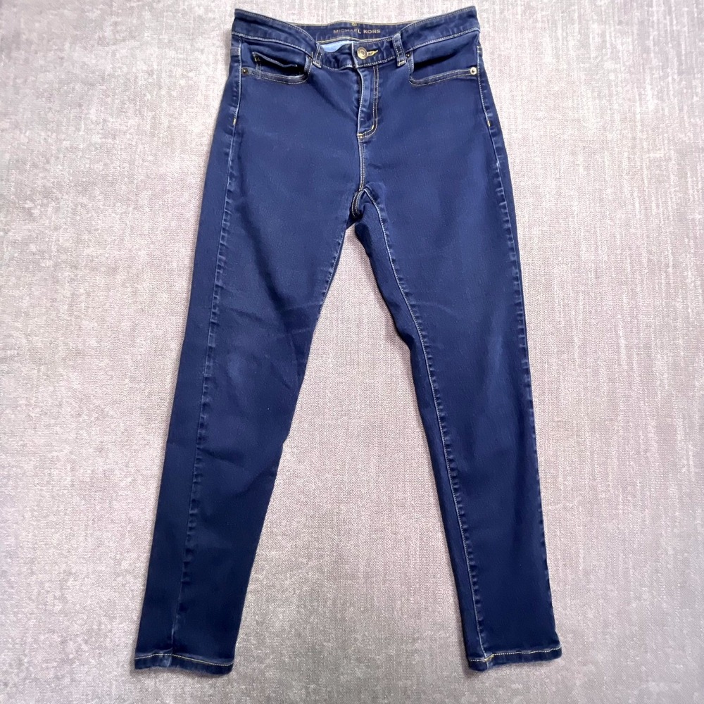 Michael Kors Izzy Skinny Jeans Womens 10 Blue Denim Stretch Cotton Medium Wash